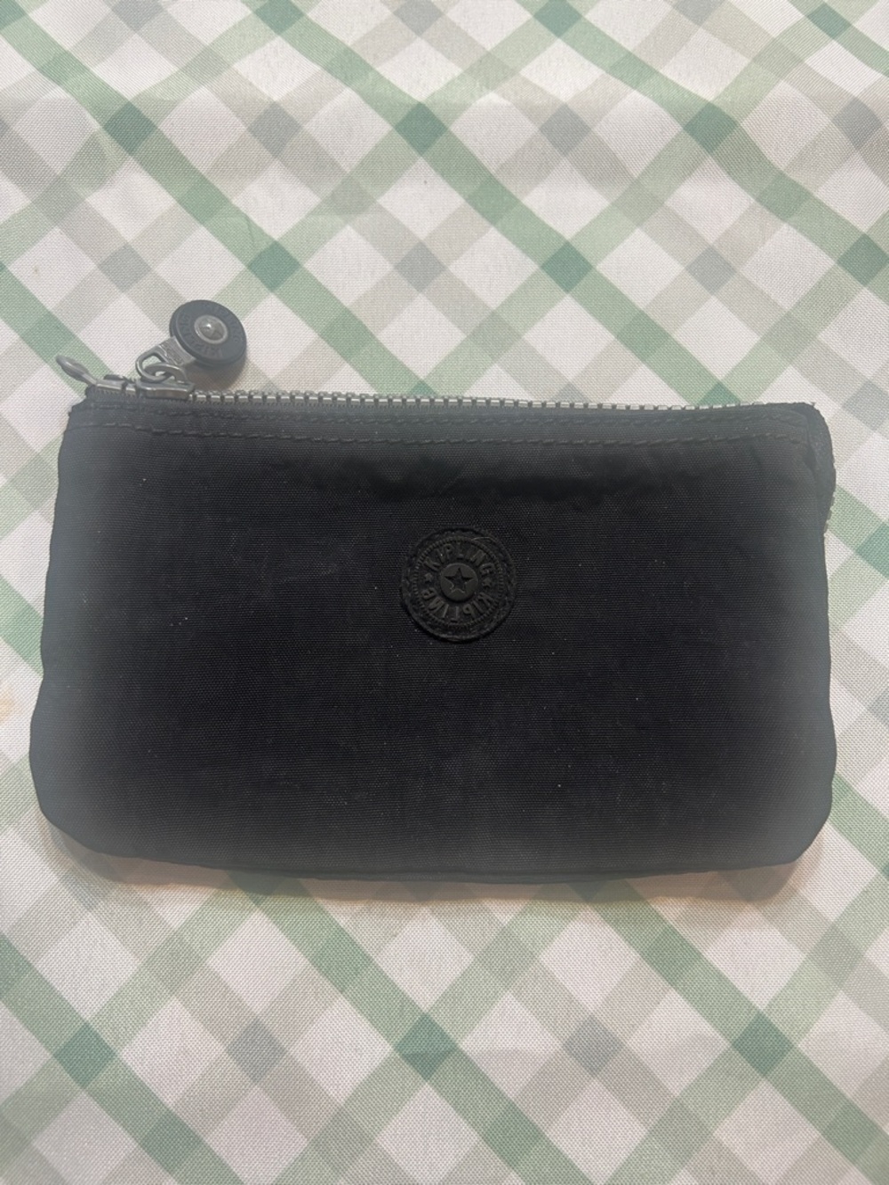 Kipling Creativity Black Nylon Zip Pouch with Logo